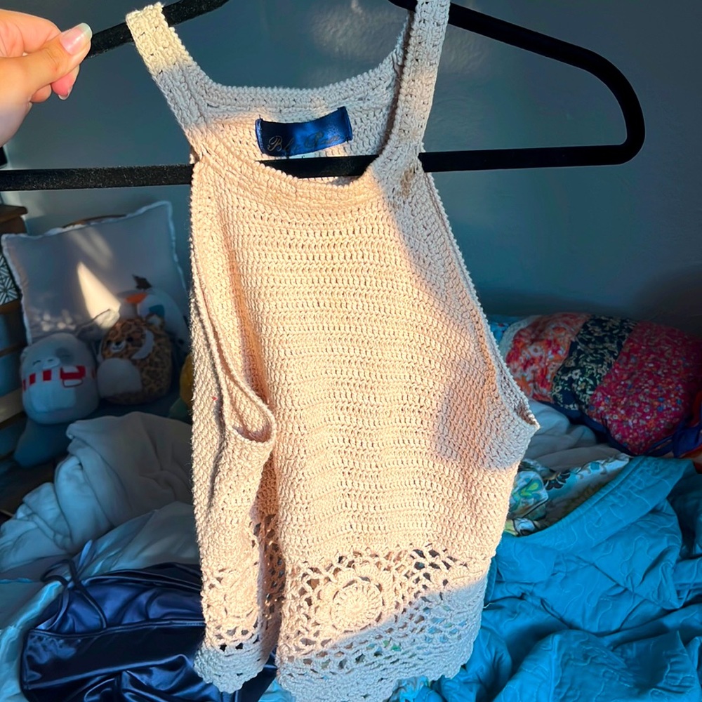 Blue rain crochet crop top
